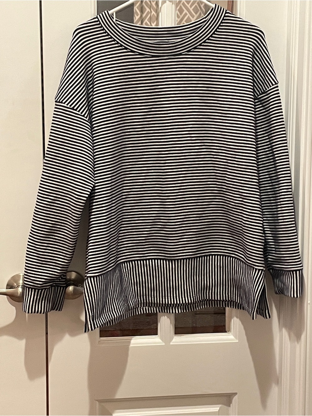 Talbots Black and White Striped Top